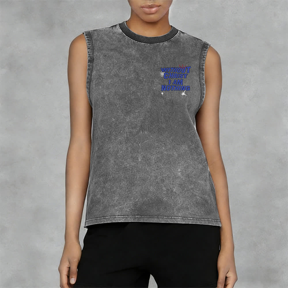 Christianartworkshop Without Christ I Am Nothing Unisex Washed Tank Top - image 18