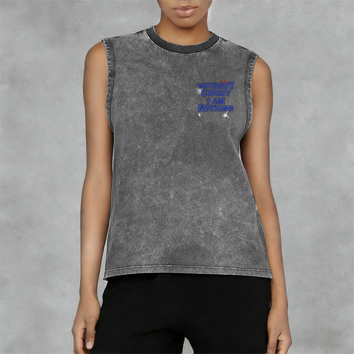 Christianartworkshop Without Christ I Am Nothing Unisex Washed Tank Top - image 18