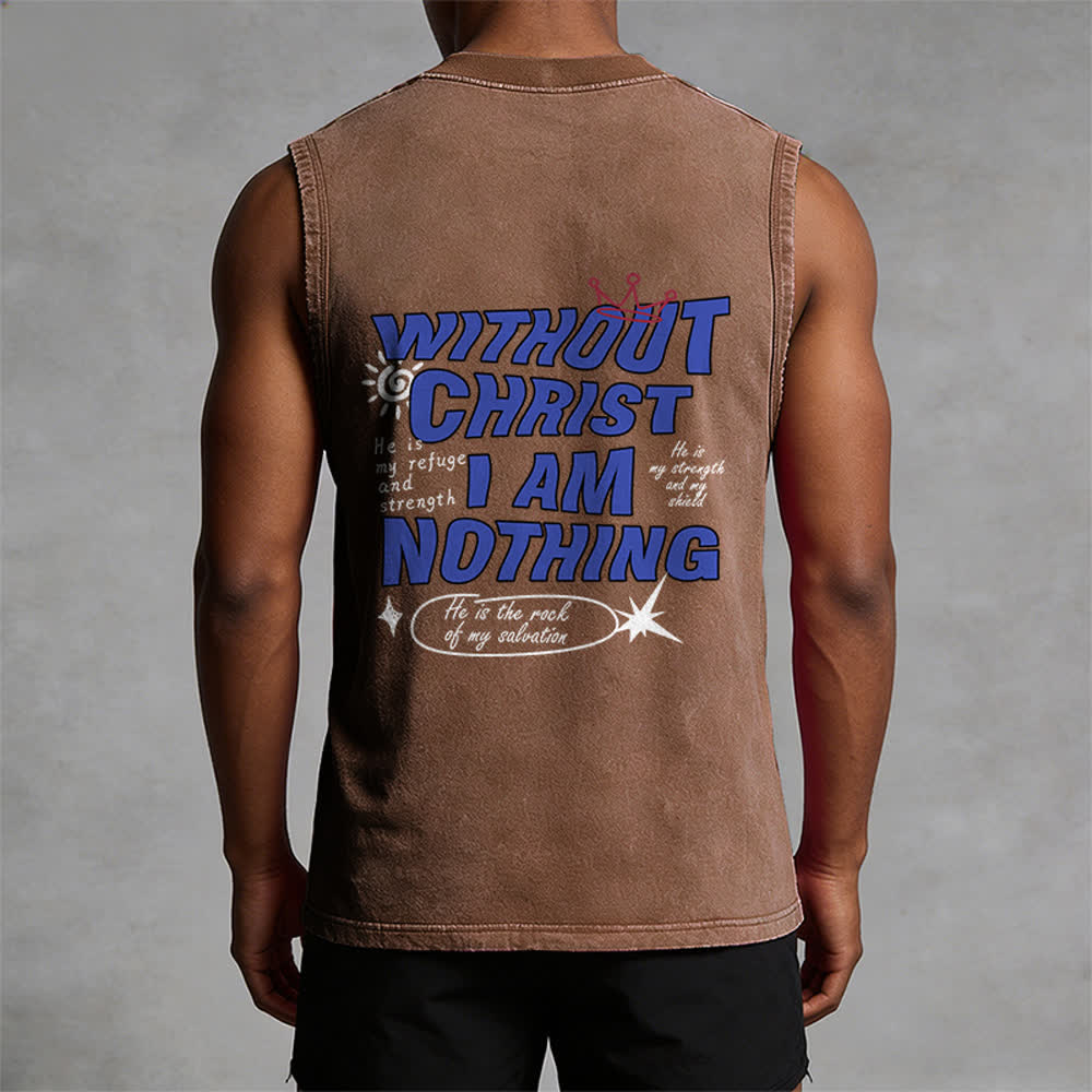 Christianartworkshop Without Christ I Am Nothing Unisex Washed Tank Top - image 29