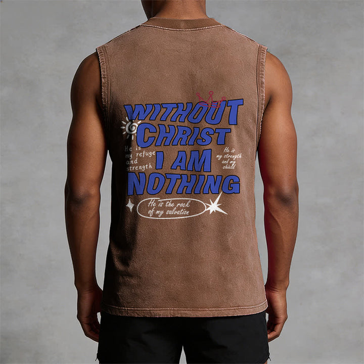Christianartworkshop Without Christ I Am Nothing Unisex Washed Tank Top - image 29
