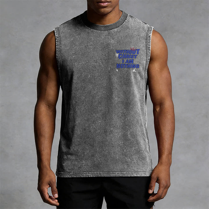 Christianartworkshop Without Christ I Am Nothing Unisex Washed Tank Top - image 16
