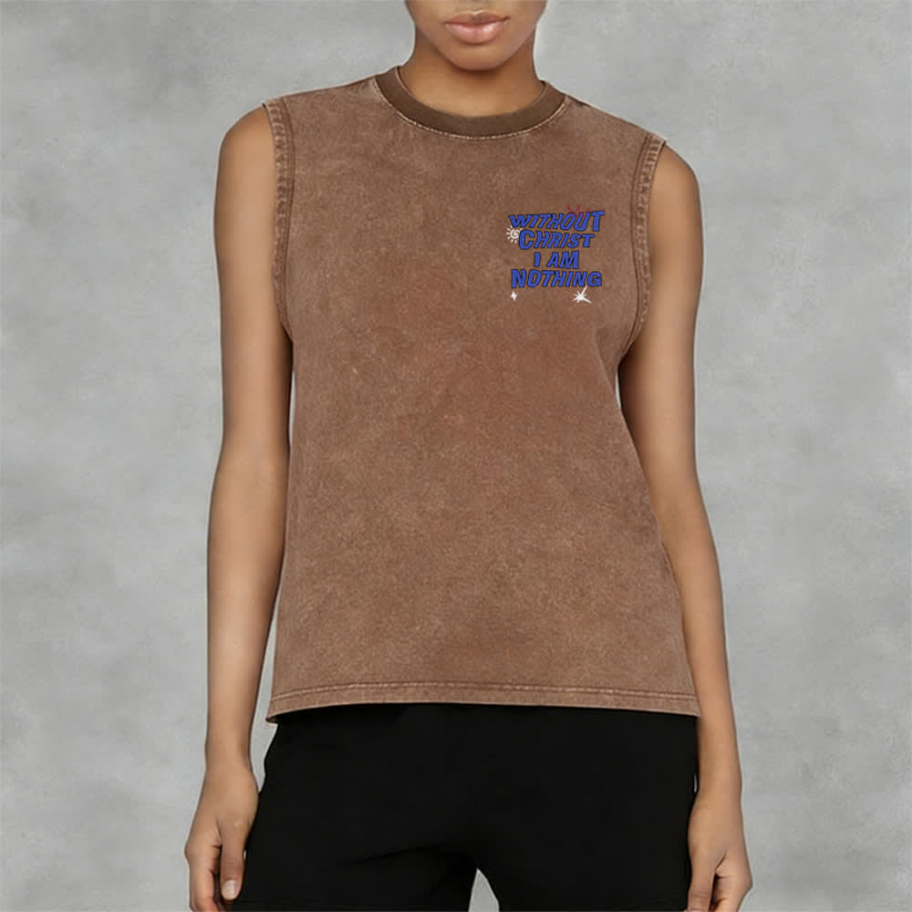 Christianartworkshop Without Christ I Am Nothing Unisex Washed Tank Top - image 32