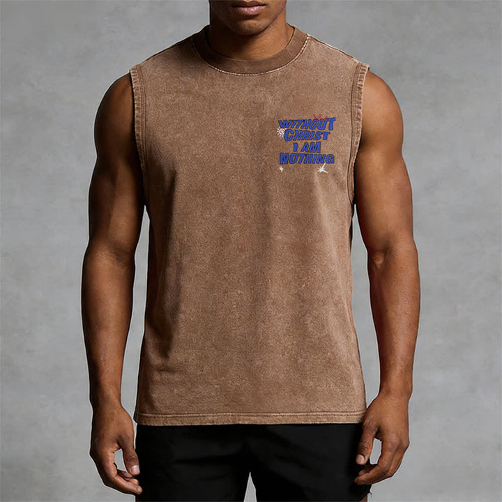 Christianartworkshop Without Christ I Am Nothing Unisex Washed Tank Top - image 30