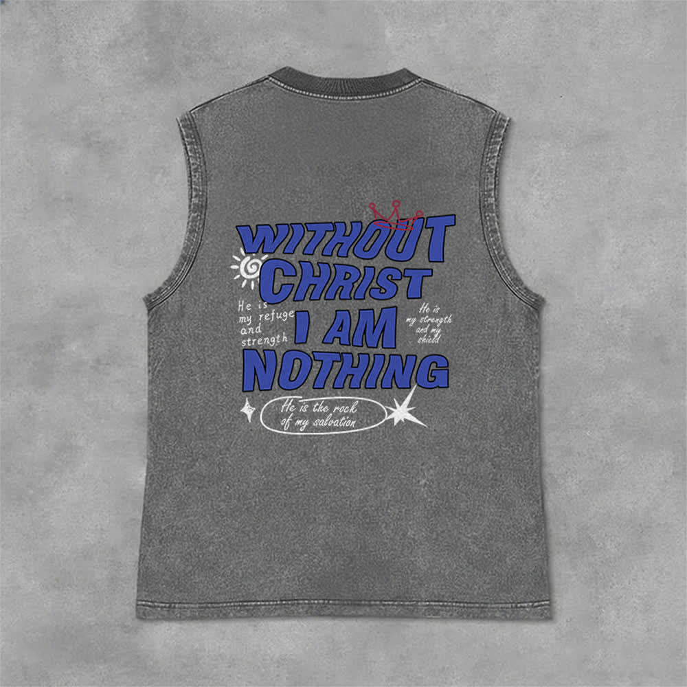 Christianartworkshop Without Christ I Am Nothing Unisex Washed Tank Top - image 19