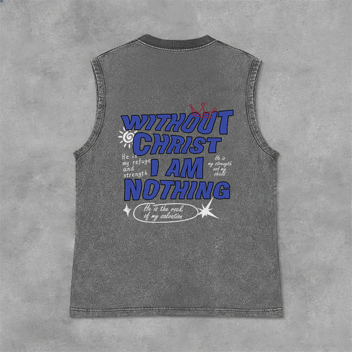 Christianartworkshop Without Christ I Am Nothing Unisex Washed Tank Top - image 19