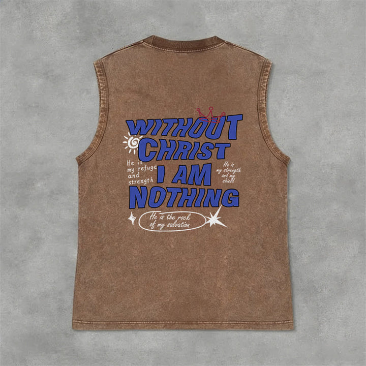 Christianartworkshop Without Christ I Am Nothing Unisex Washed Tank Top - image 33