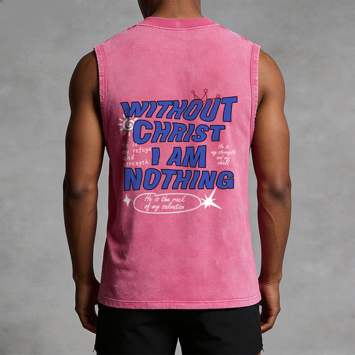Christianartworkshop Without Christ I Am Nothing Unisex Washed Tank Top - image 24