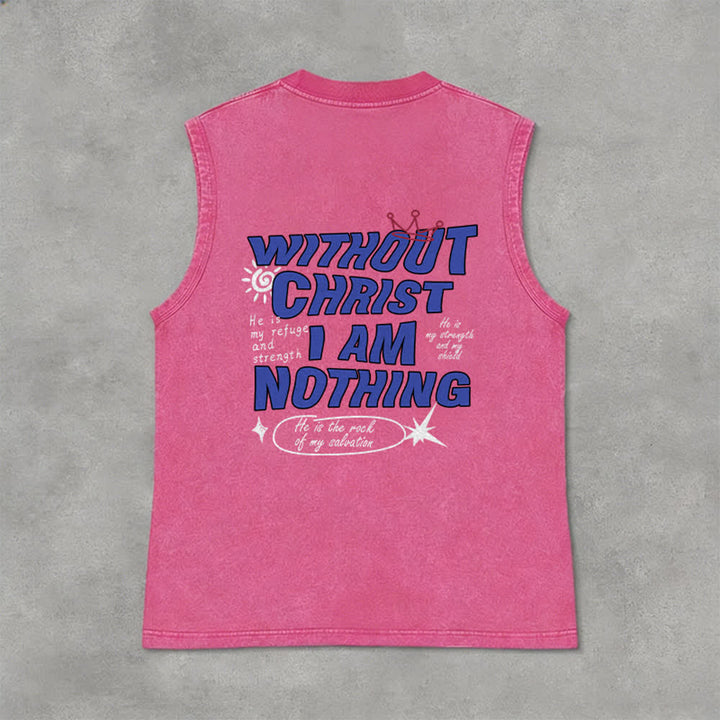 Christianartworkshop Without Christ I Am Nothing Unisex Washed Tank Top - image 22