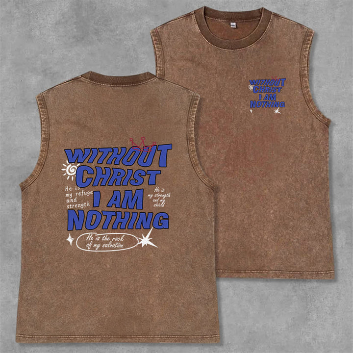 Christianartworkshop Without Christ I Am Nothing Unisex Washed Tank Top - Brown - 2XL - image 28