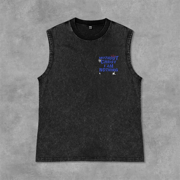 Christianartworkshop Without Christ I Am Nothing Unisex Washed Tank Top - image 13