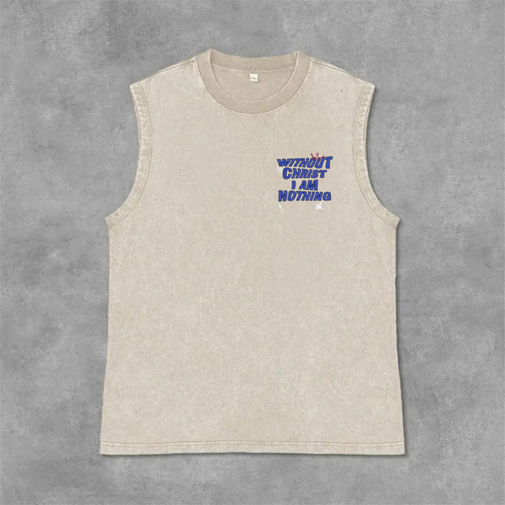 Christianartworkshop Without Christ I Am Nothing Unisex Washed Tank Top - image 5