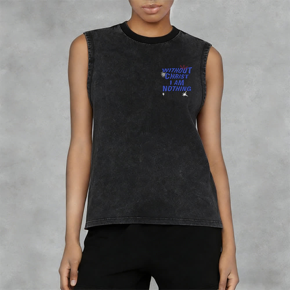 Christianartworkshop Without Christ I Am Nothing Unisex Washed Tank Top - image 11
