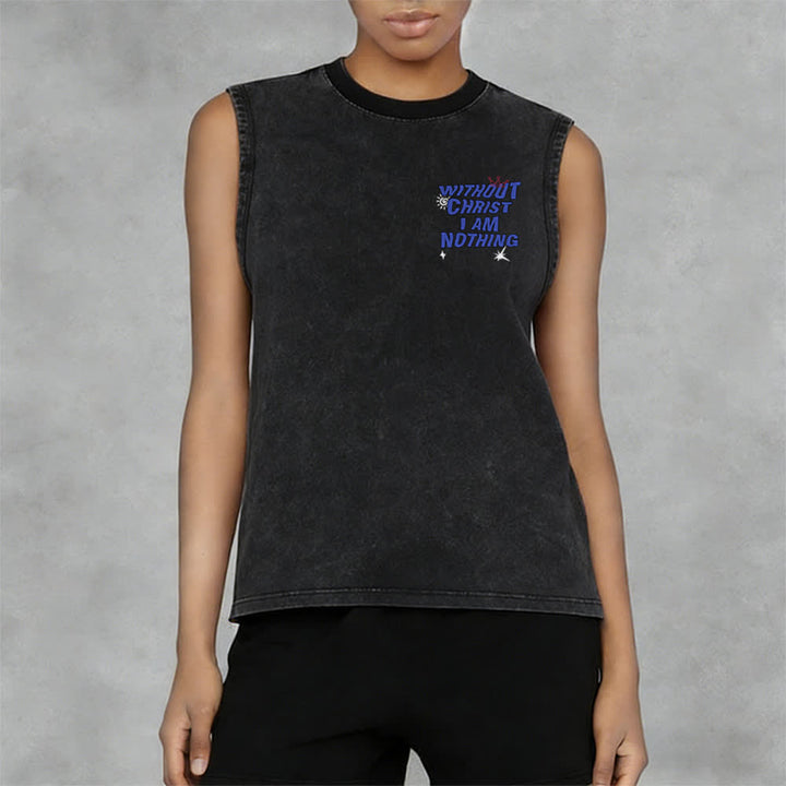 Christianartworkshop Without Christ I Am Nothing Unisex Washed Tank Top - image 11