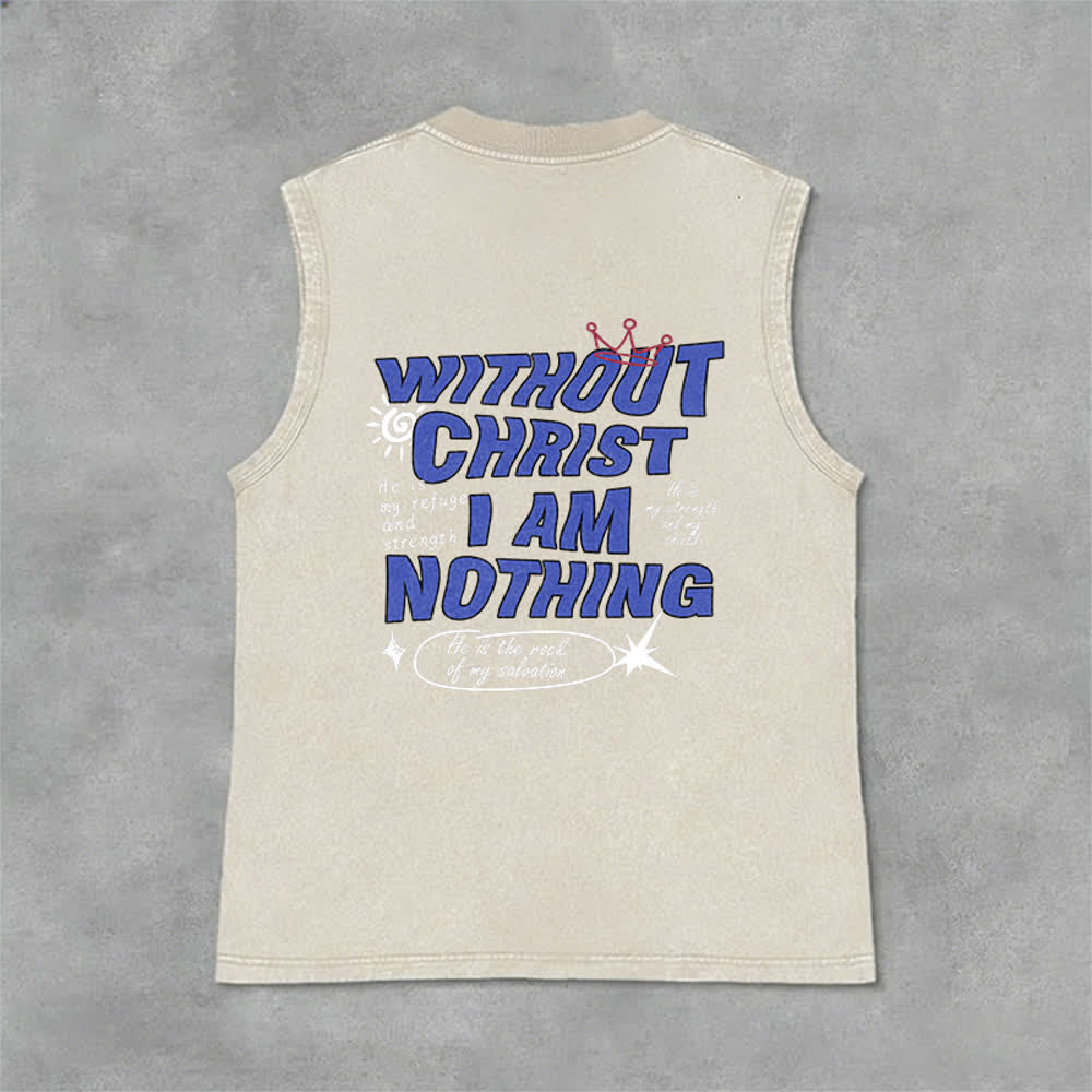 Christianartworkshop Without Christ I Am Nothing Unisex Washed Tank Top - image 6