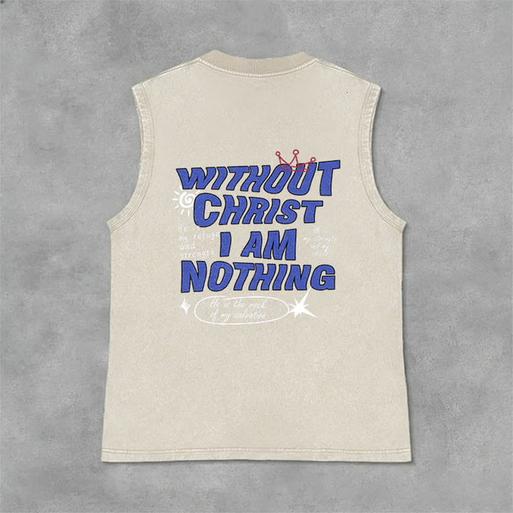 Christianartworkshop Without Christ I Am Nothing Unisex Washed Tank Top - image 6