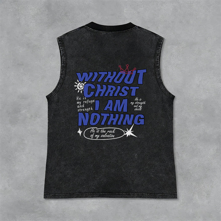 Christianartworkshop Without Christ I Am Nothing Unisex Washed Tank Top - image 12