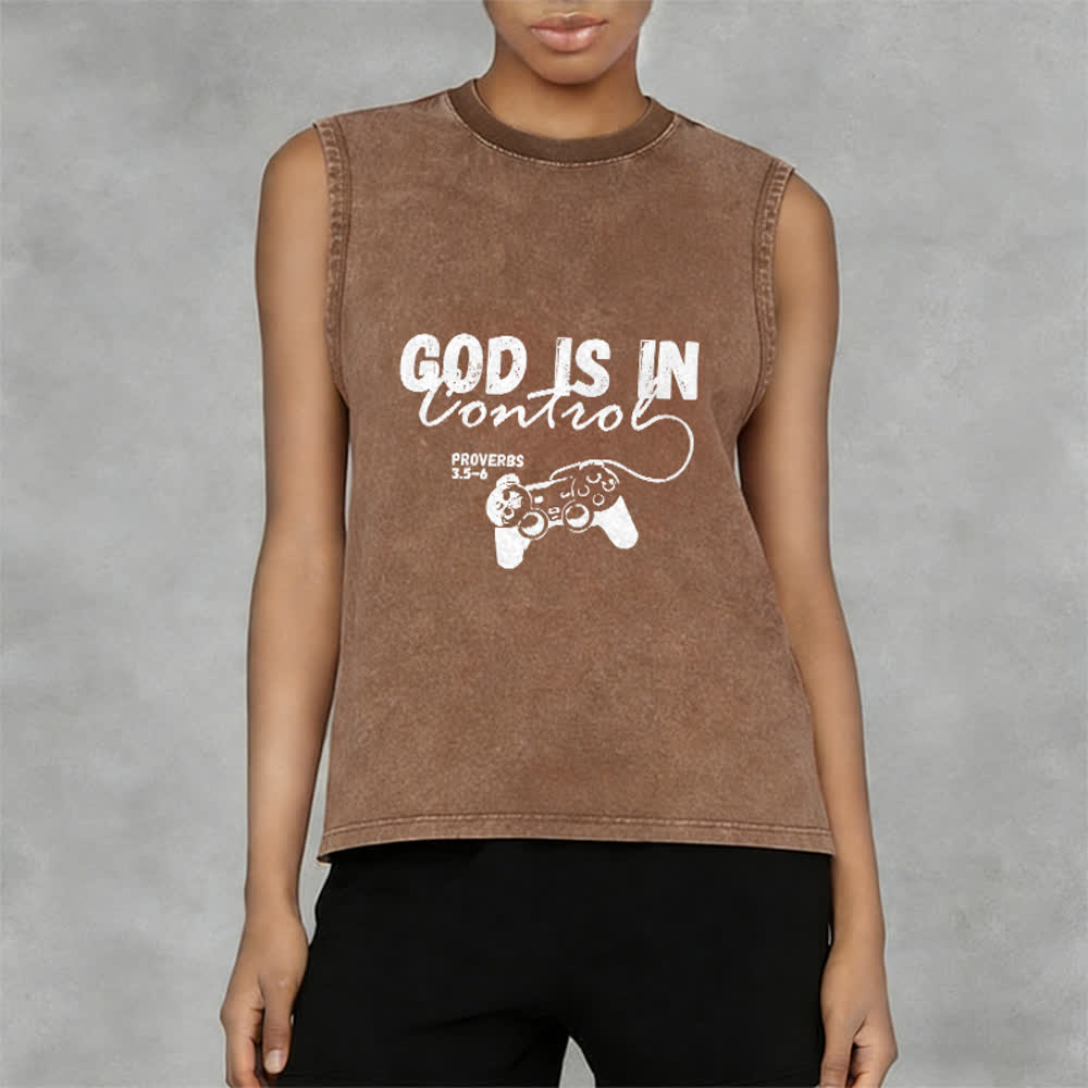 Christianartworkshop God Is In Control Unisex Washed Tank Top - image 14