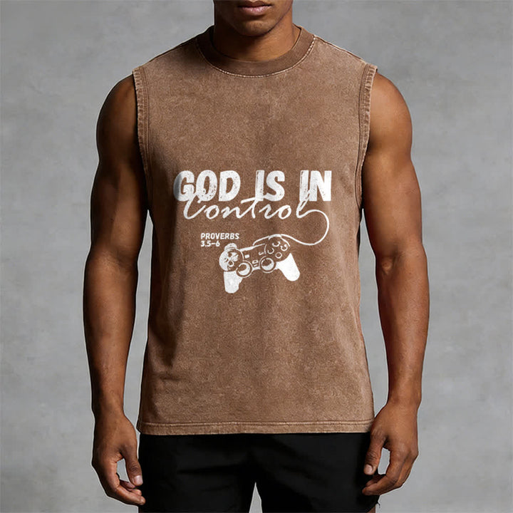 Christianartworkshop God Is In Control Unisex Washed Tank Top - image 13