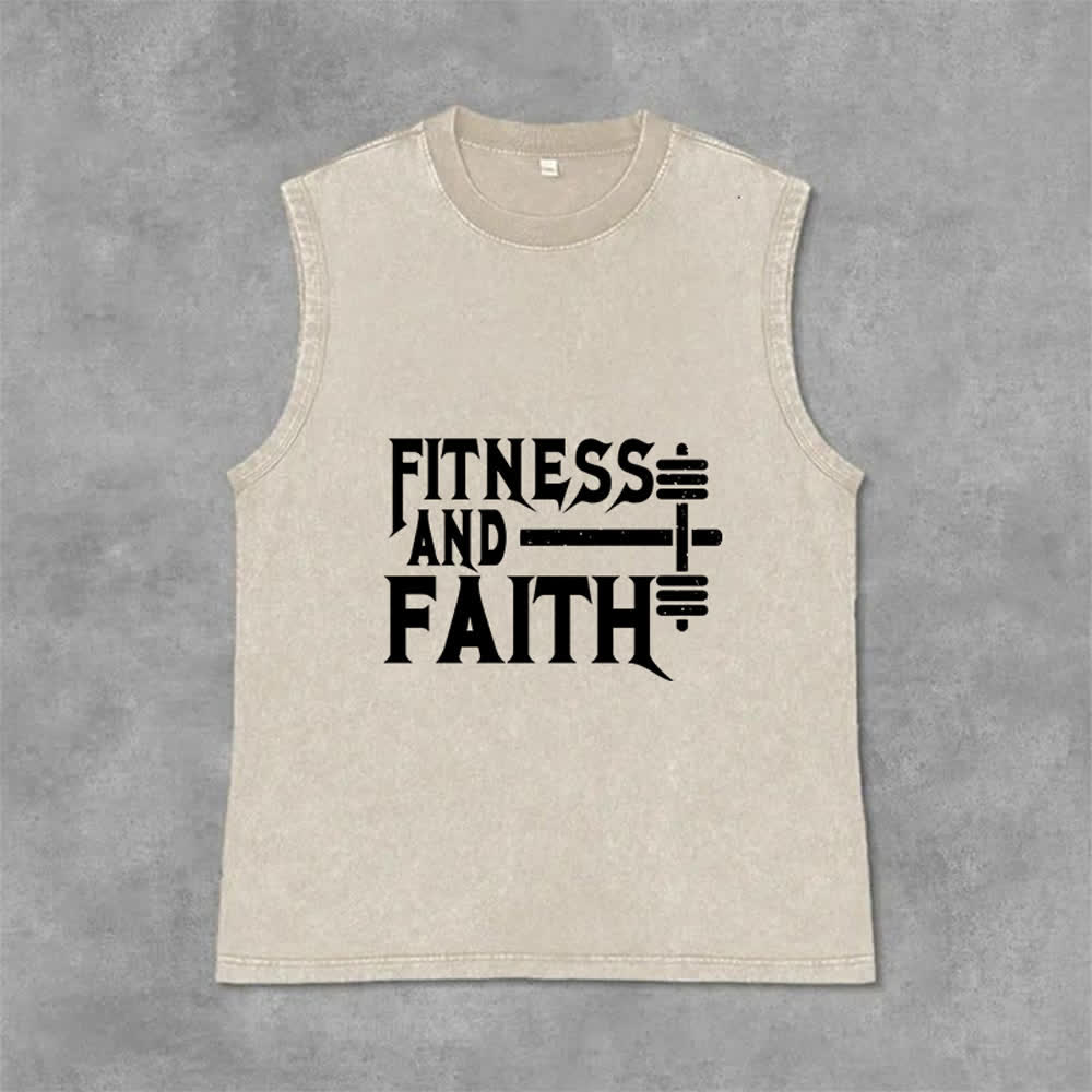 Christianartworkshop Fitness And Faith Unisex Washed Tank Top - Beige - 2XL - image 6