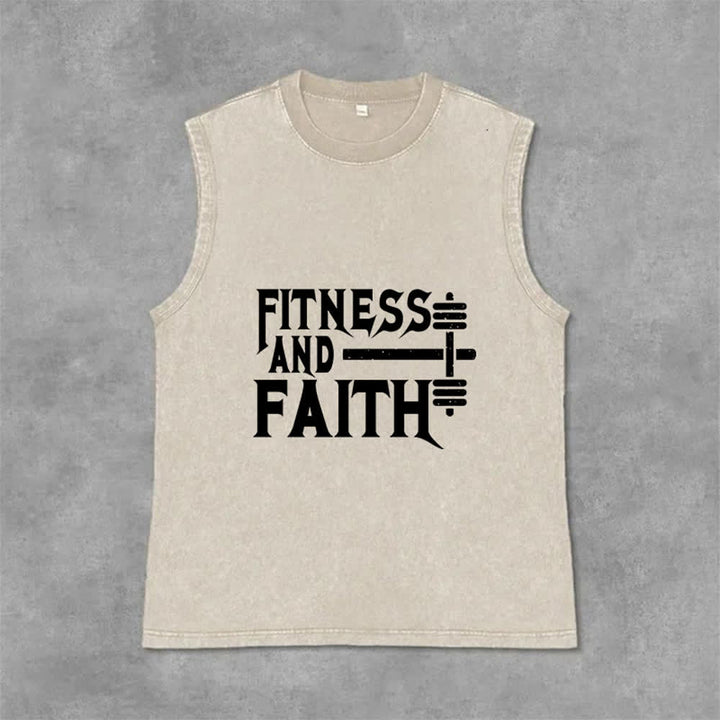 Christianartworkshop Fitness And Faith Unisex Washed Tank Top - Beige - 2XL - image 6