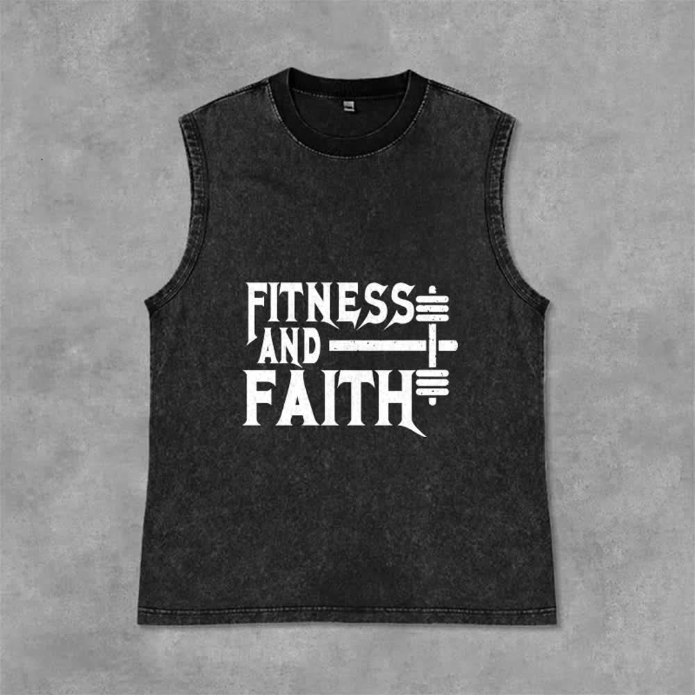 Christianartworkshop Fitness And Faith Unisex Washed Tank Top - Black - 2XL - image 0