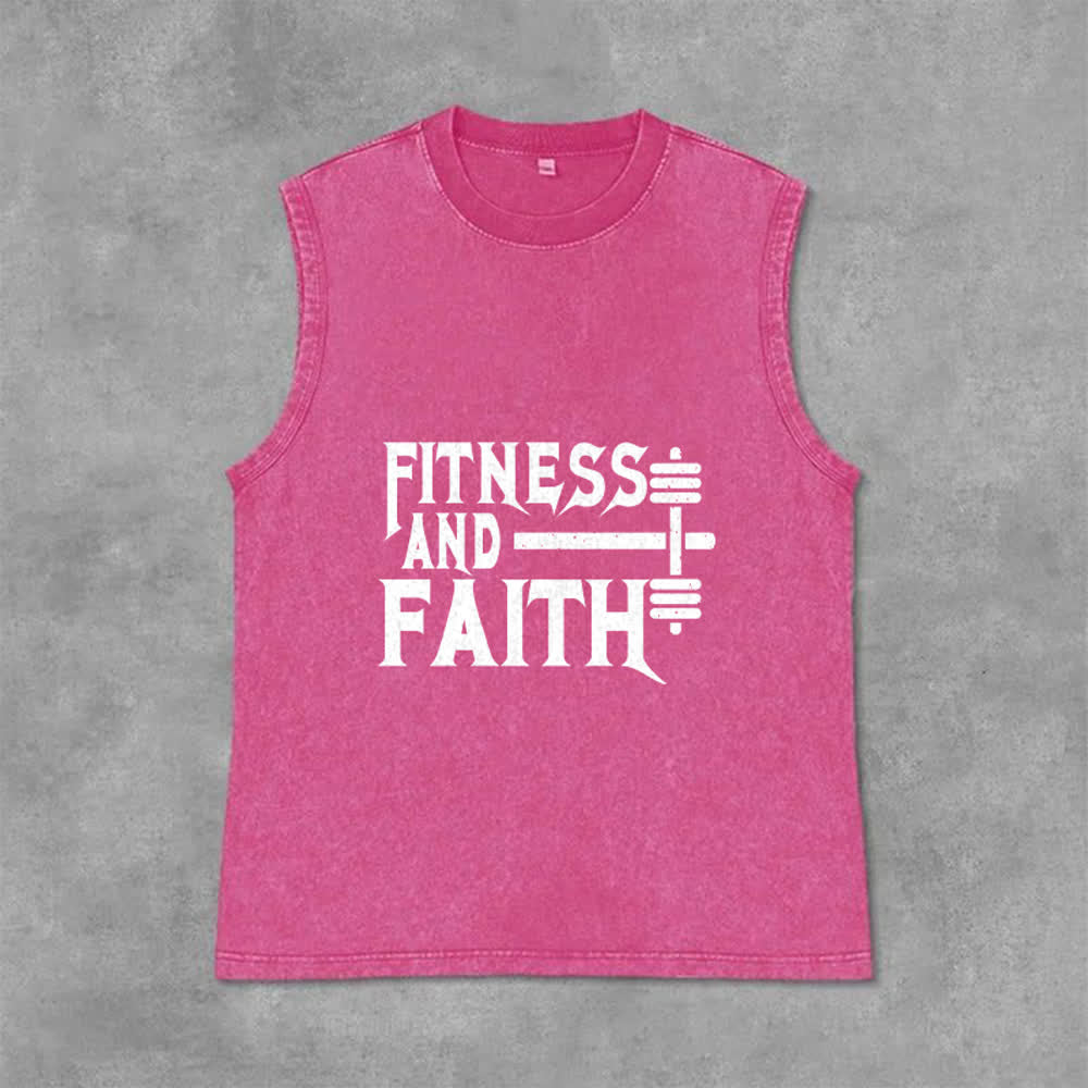 Christianartworkshop Fitness And Faith Unisex Washed Tank Top - Pink - 2XL - image 9