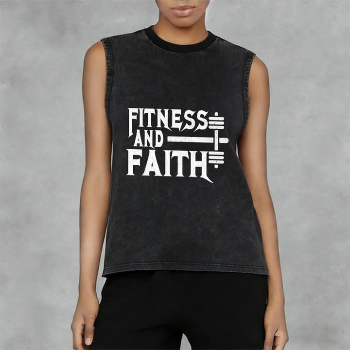 Christianartworkshop Fitness And Faith Unisex Washed Tank Top - image 2