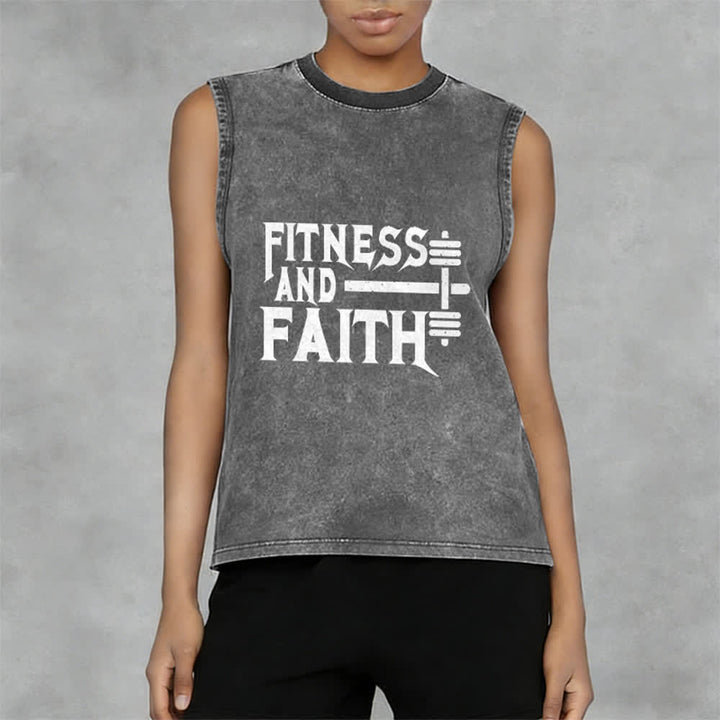 Christianartworkshop Fitness And Faith Unisex Washed Tank Top - image 5