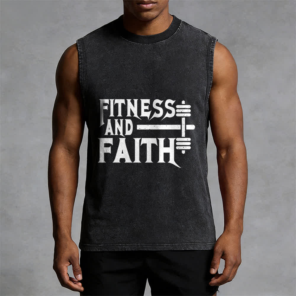 Christianartworkshop Fitness And Faith Unisex Washed Tank Top - image 1
