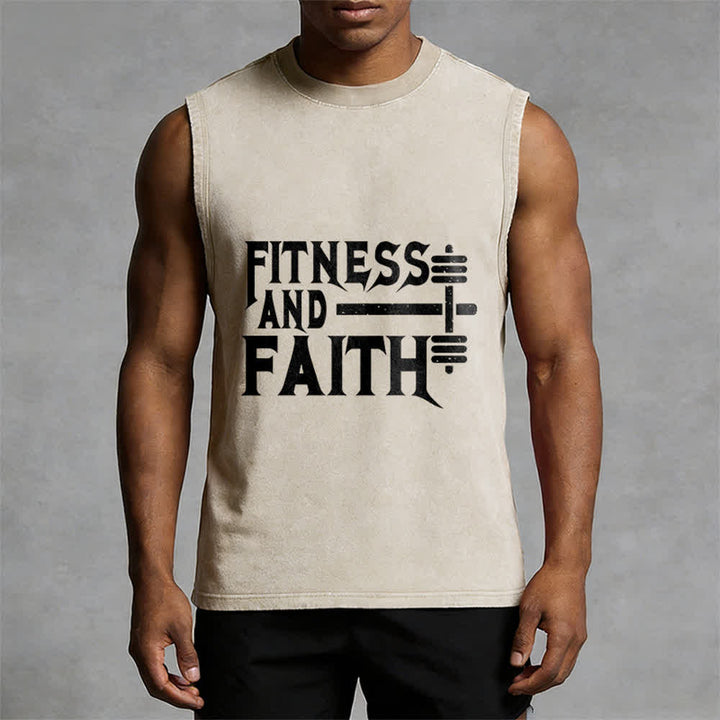 Christianartworkshop Fitness And Faith Unisex Washed Tank Top - image 7
