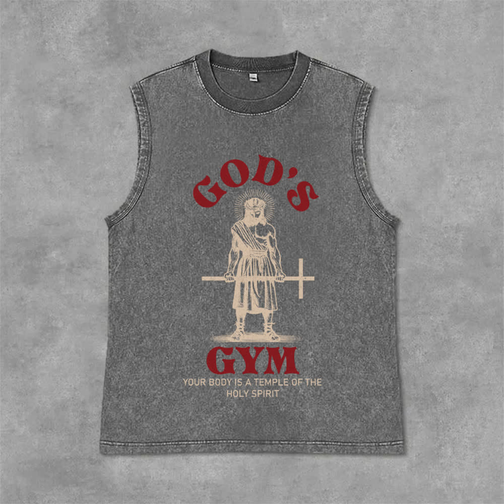 Christianartworkshop Your Body Is A Temple Of The Holy Spirit Unisex Washed Tank Top - Grey - 2XL - image 6