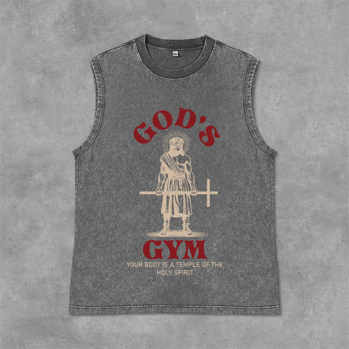 Christianartworkshop Your Body Is A Temple Of The Holy Spirit Unisex Washed Tank Top - Grey - 2XL - image 6