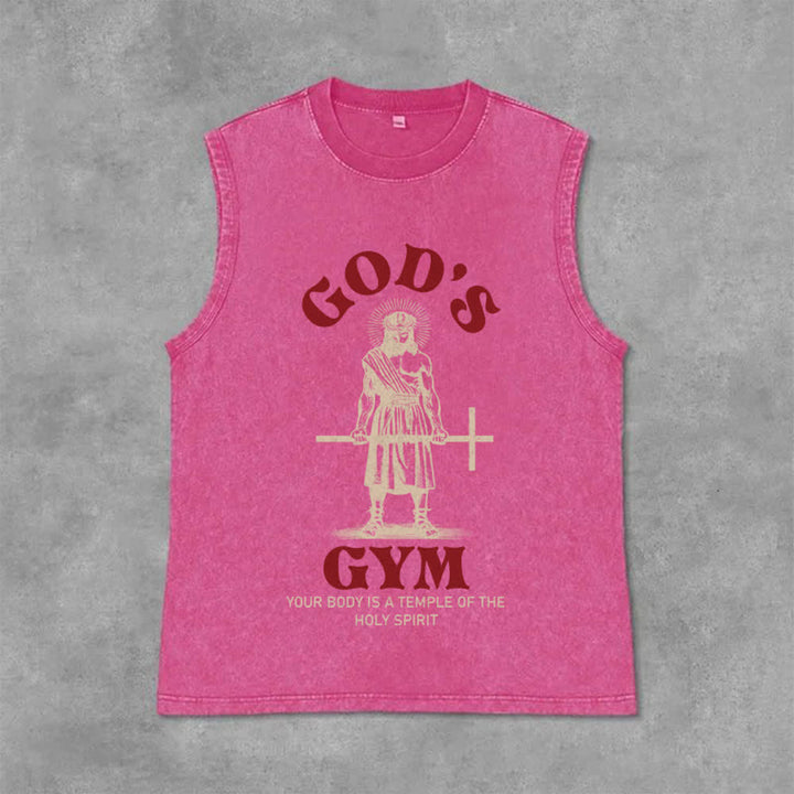 Christianartworkshop Your Body Is A Temple Of The Holy Spirit Unisex Washed Tank Top - Pink - 2XL - image 9