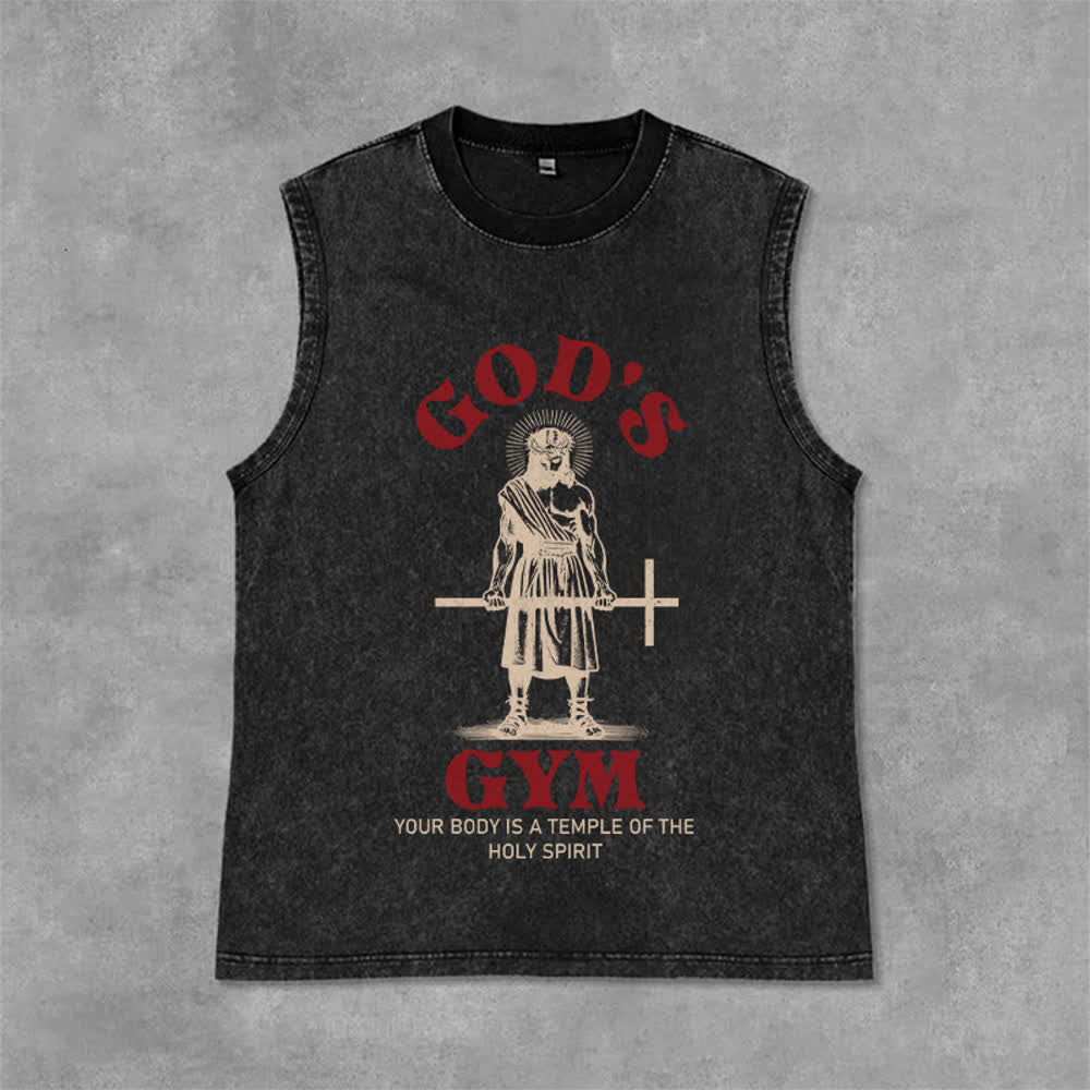 Christianartworkshop Your Body Is A Temple Of The Holy Spirit Unisex Washed Tank Top - Black - 2XL - image 3