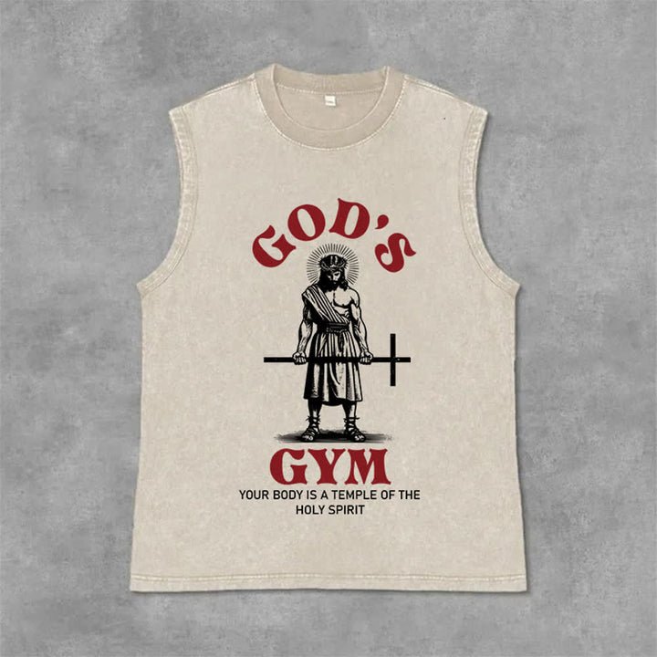 Christianartworkshop Your Body Is A Temple Of The Holy Spirit Unisex Washed Tank Top - Beige - 2XL - image 0
