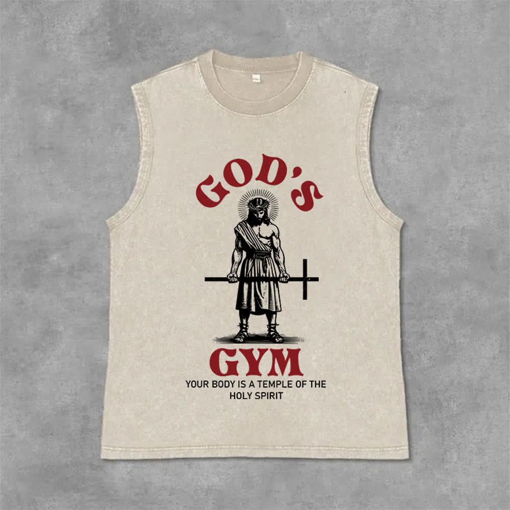 Christianartworkshop Your Body Is A Temple Of The Holy Spirit Unisex Washed Tank Top - Beige - 2XL - image 0
