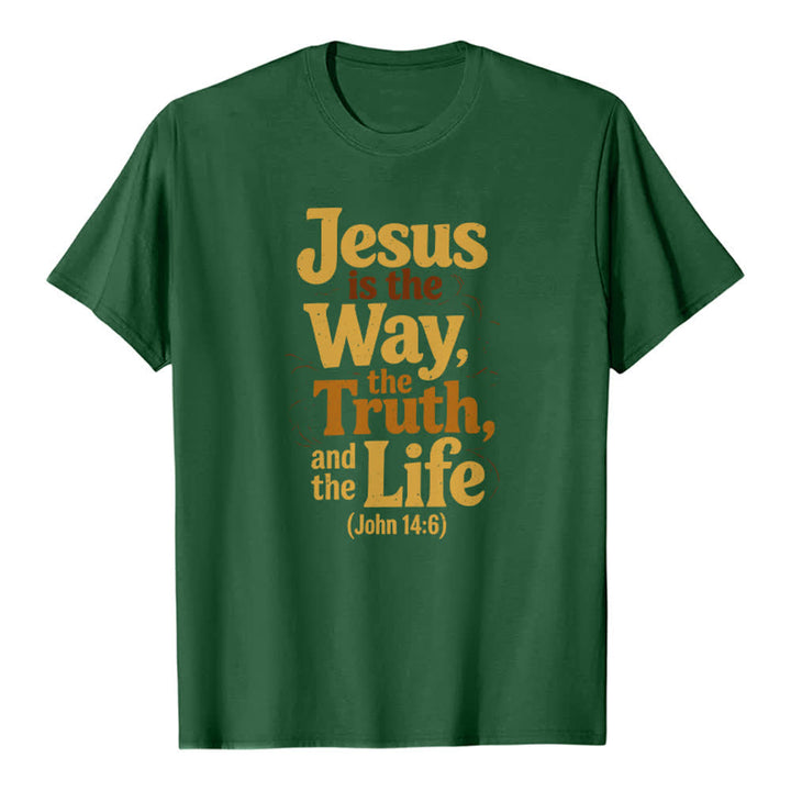 Christianartworkshop Jesus Is The Way The Truth The Life Premium T-Shirt - Dark Green - 2XL - image 4