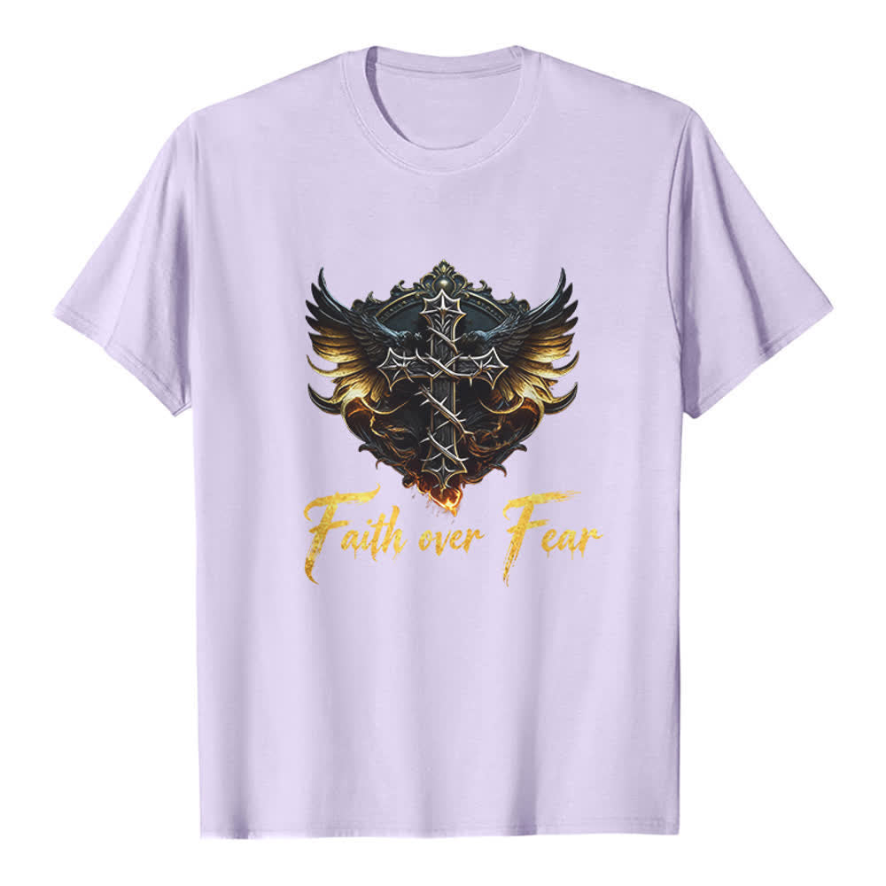 Christianartworkshop Wings Of Faith Faith Over Fear Premium T-Shirt - Purple - 2XL - image 2