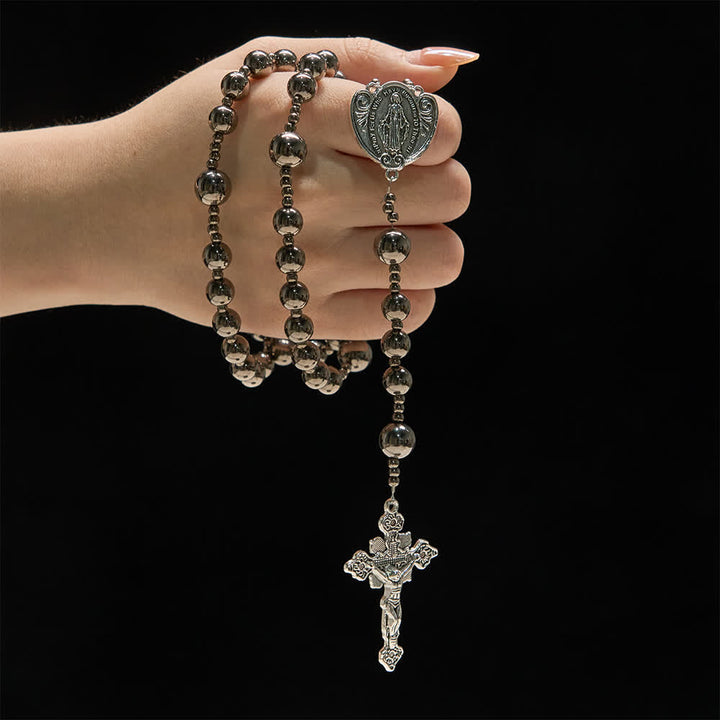 Christianartworkshop Antique Silver Tone Battle Bead Rosary: A Symbol of Grace in Every Prayer - image 1