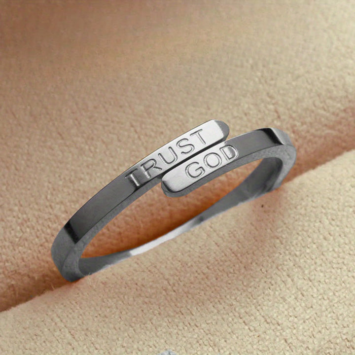Christianartworkshop TRUST GOD Split-Band Ring: Steady Companion of Divine Trust - Silver(Suitable for AU Size L1/2 - AU Size Z) - image 3