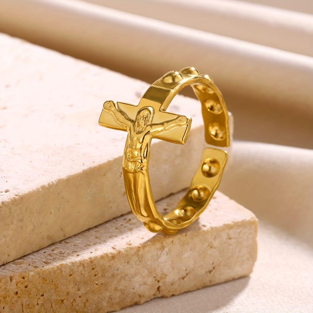 Christianartworkshop Timeless Cross Engraved Open Adjustable Devotion ...