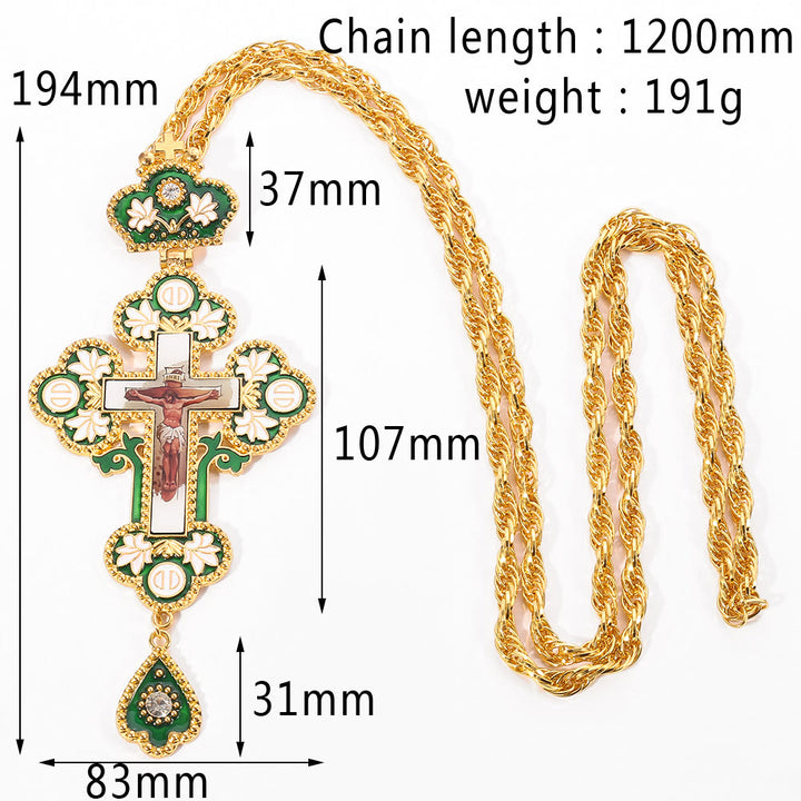 Christianartworkshop Gem-Adorned Ornate Orthodox Cross Pendant Necklace: Emblem of Redemption & Divine Glory - D - image 6