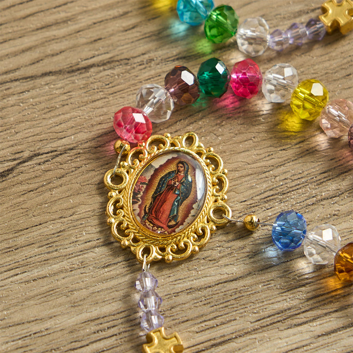 Christianartworkshop Multi-Color Flat Glass Bead Rosary: Emblem of Divine Grace & Diversity - image 7