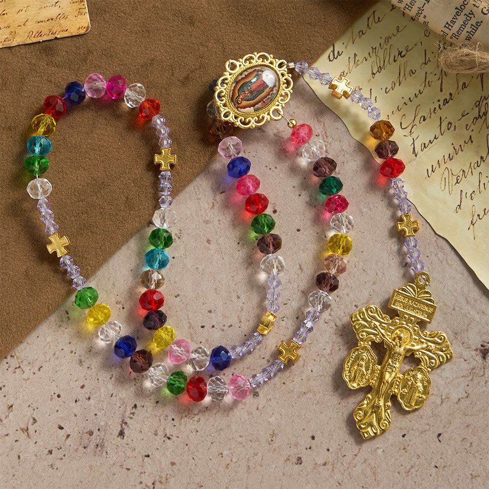 Christianartworkshop Multi-Color Flat Glass Bead Rosary: Emblem of Divine Grace & Diversity - image 4
