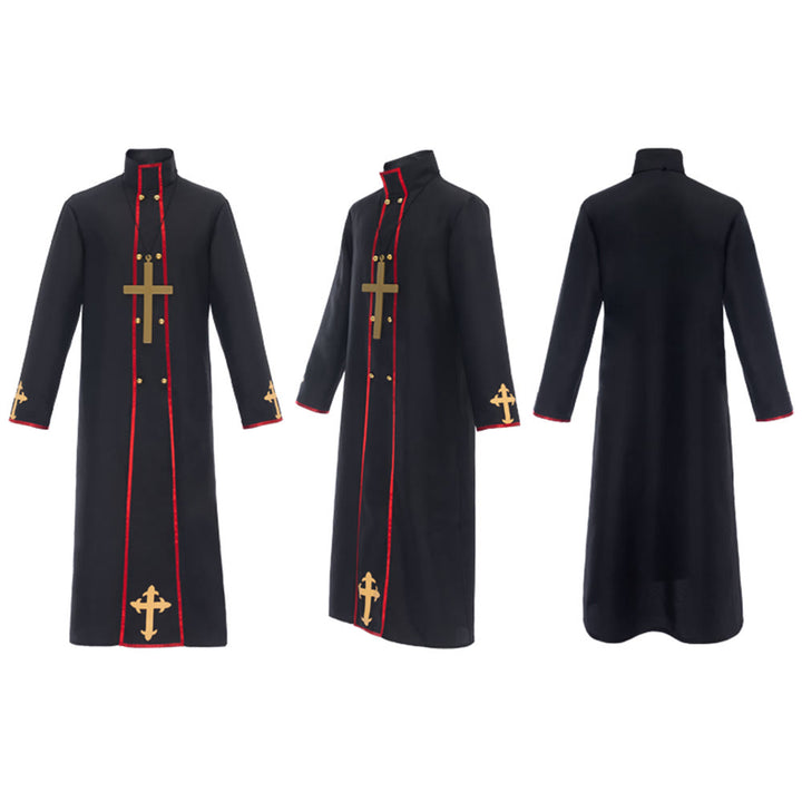 Christianartworkshop Double - Breasted Clergy Robe with Golden Cross & Red Trim - image 11