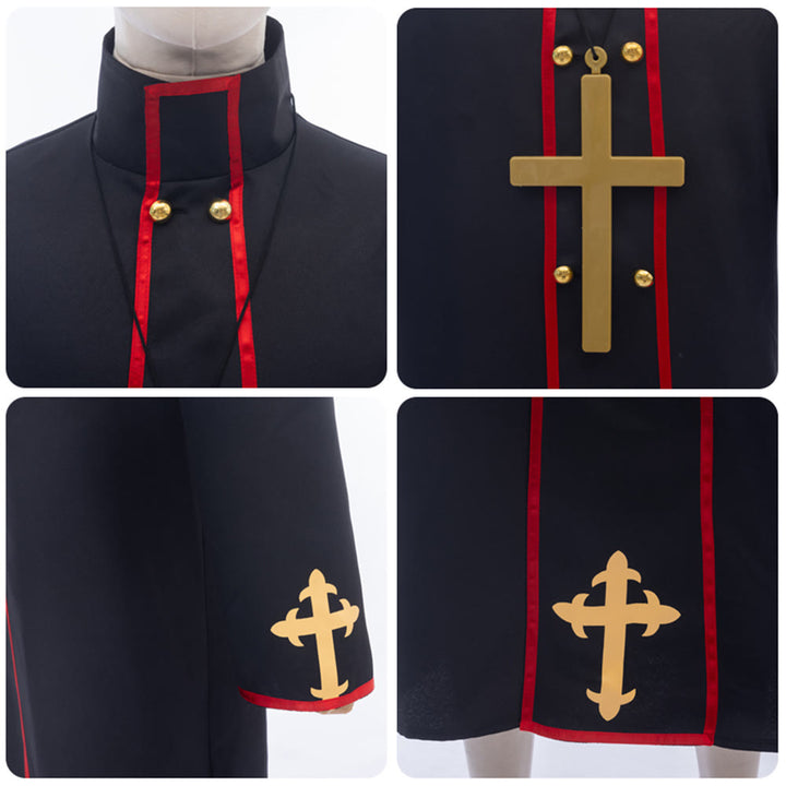 Christianartworkshop Double - Breasted Clergy Robe with Golden Cross & Red Trim - image 7