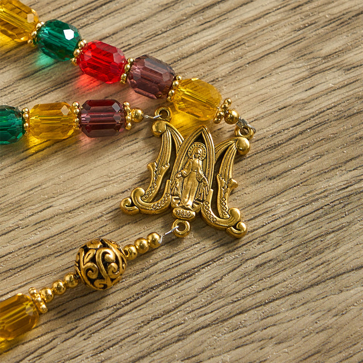 Christianartworkshop Multi-Color Cylindrical Crystal Bead Rosary: Emblem of Divine Joy & Diversity - image 7
