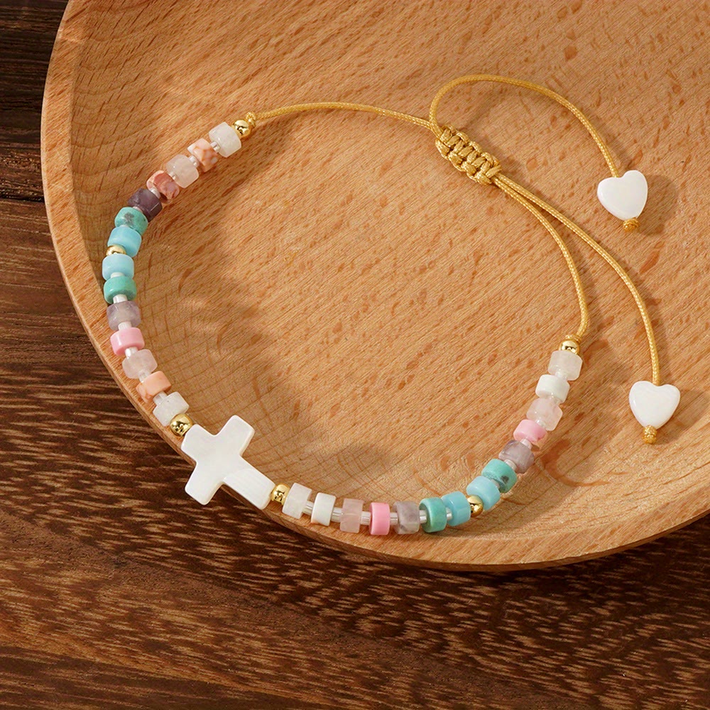 Christianartworkshop Hollow Cross Natural Stone Bead Friendship Bracelet: Icon of Spiritual Devotion  - image 6