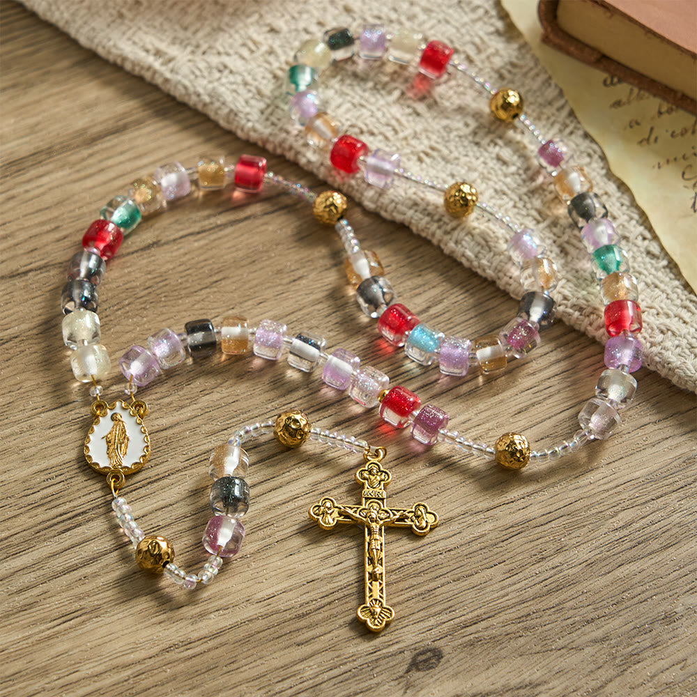 Christianartworkshop Multi-Color Resin Bead Rosary: Emblem of Divine Joy & Marian Grace - image 3
