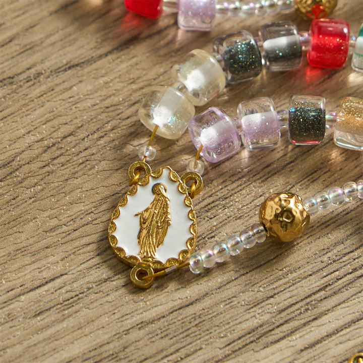 Christianartworkshop Multi-Color Resin Bead Rosary: Emblem of Divine Joy & Marian Grace - image 6